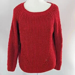 Poof Red Women's Size Large Medium Fit Red Holiday Long Sleeve Sweater